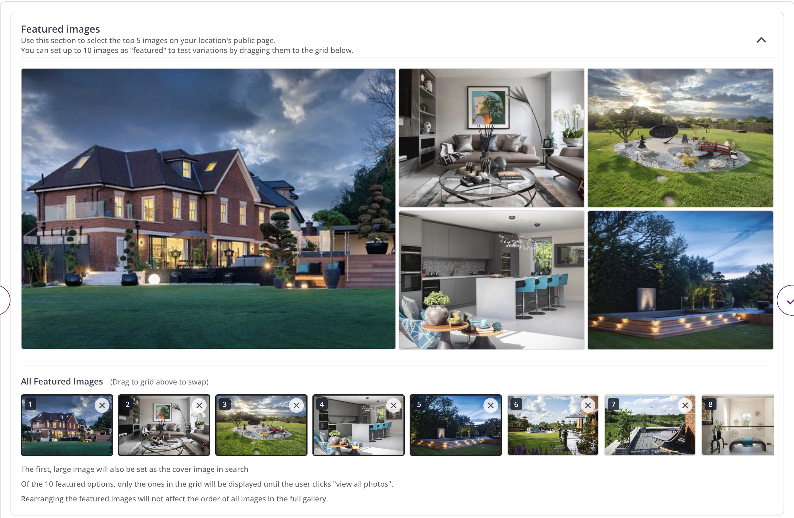 screenshot of featured image section for more control over showcase locations