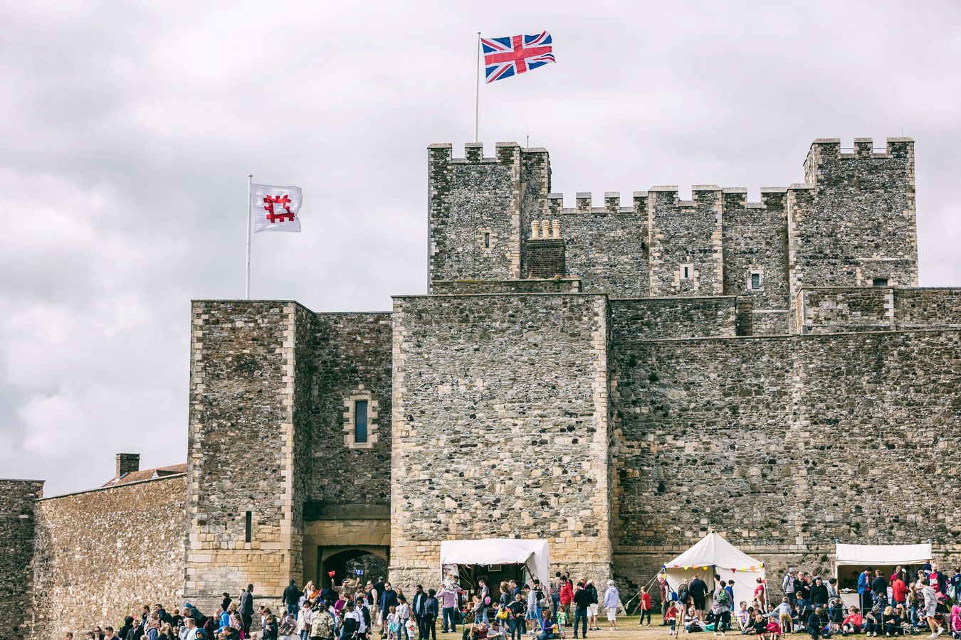 Dover Castle atop the White Cliffs of Dover