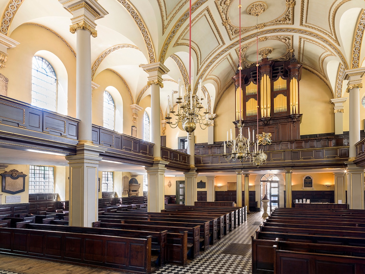 interior chapel scene at St Giles in the Field church